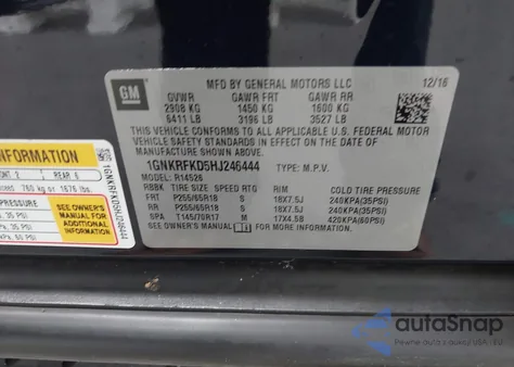 2017 Chevrolet Traverse Ls from USA, damaged, VIN 1GNKRFKD5HJ246444